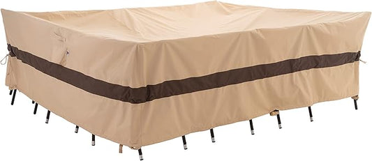 WJ-X3 180' Extra Large Patio Furniture Set Covers Waterproof, Heavy Duty Outdoor Sectional Cover, High Wind Resistant & Anti-UV, 180W x 96D x 36H Inches, Beige & Coffee
