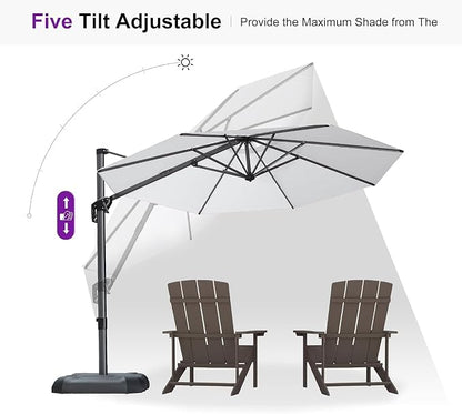 PURPLE LEAF Cantilever Umbrella 10 Feet Round Smooth 360° Rotation White | - Image 6