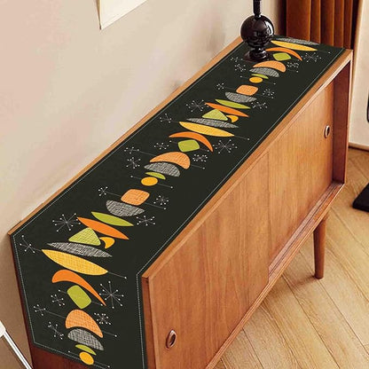 Mid Century Modern Table Runner, Retro 1950s Atomic Modern Abstract Black Orange Coffee Table Center Decor for Home Kitchen Dining Patio Holiday Party Table Decorations, 13"x108" Inch