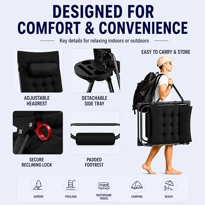 Yaheetech 26" Zero Gravity Chair Adjustable, - Image 5