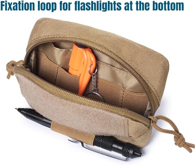 Tactical Modular Pocket Pouch Molle Small Tool Belt Hook Elastic Loops Plate Carrier Military Hunting Vest Mini Bag Outdoor (Tan)