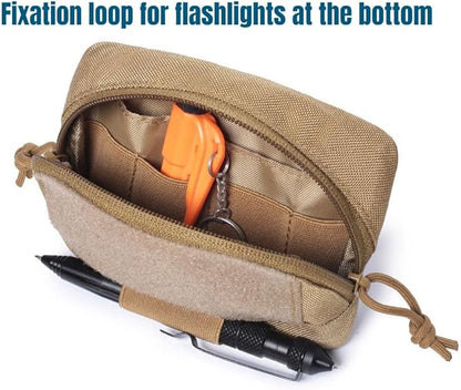 Tactical Modular Pocket Pouch Molle Small Tool Belt Hook Elastic Loops Plate Carrier Military Hunting Vest Mini Bag Outdoor (Tan)