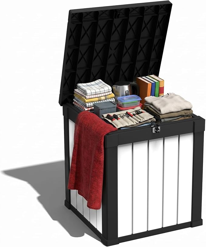 ROJIK 50 Gallon Resin Deck Box, Lockable Waterproof Weatherproof Outdoor by ROJIK