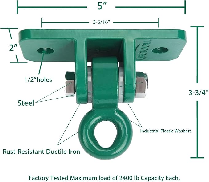 BETOOLL Heavy Duty Swing Hanger Set 10000 lb Capacity for Indoor Outdoor Playground Swing Sets Pack of 4 Green