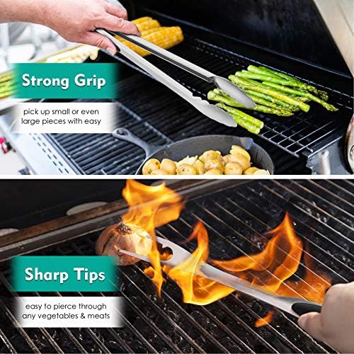 HaSteeL Grilling Utensil Set 18in, Stainless Steel BBQ Accessories Tools - Image 5