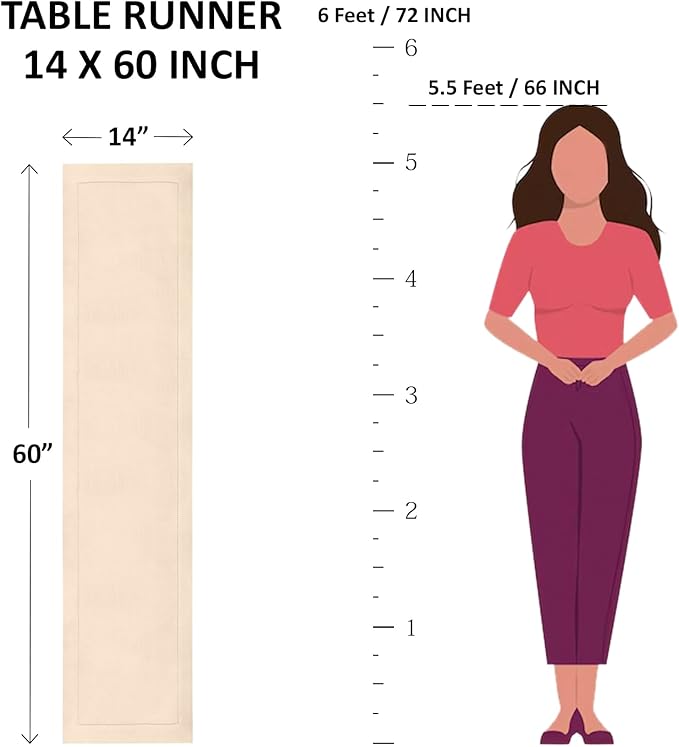 Solino Home Linen Table Runner 60 Inches - Narrow Stripe 100% Pure Linen Red and White Table Runner 14 x 60 Inch Ideal for Dresser and Coffee Tables - Valentines, Winter, Spring, Easter
