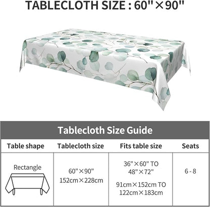 Worltoldb Eucalyptu Tablecloths Polyester Table Cloth for Kitchen Dinning Table Washable Table Cover for Parties Wedding Picnic