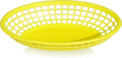 New Star Foodservice 44188 Fast Food Baskets, 9.25 x 6 inch Oval, Set of 12, Yellow