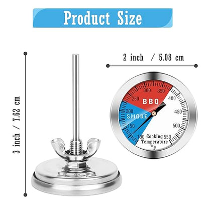 BBQ Thermometer Gauge - Charcoal Grill Pit Smoker Temp Gauge Grill Thermometer with Fahrenheit and Heat Indicator (1 Pack)