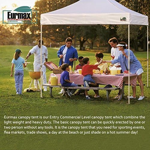 Eurmax USA Standard 10x10ft Patio Pop Up Canopy Tent for Outdoor Events Commercial Instant Canopies with Heavy Duty Roller Bag,Bonus 4 Canopy Sand Bags(Navy Blue)