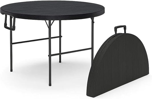 3.5 Feet Circular Round Foldable Table with Built in Handle & Steel Legs | Heavy Duty Portable | Perfect for Party, Dining, Wedding, Events, Picnic Indoor, Outdoor, Camping, Utility