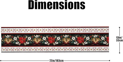 Christmas Bells Table Runner Burlap Kitchen Dining Linen Table Decoration for Indoor Outdoor Home Party Dinner 13x72 Inch