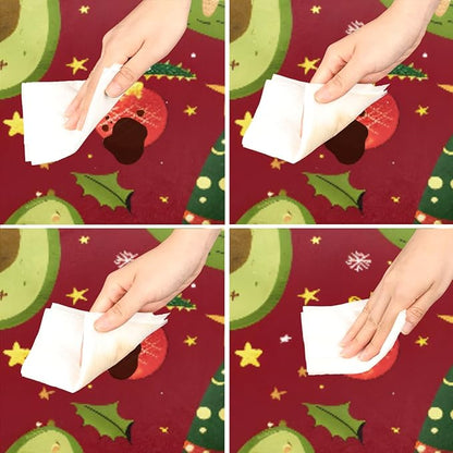 Christmas Tree Avocado Green Round Table Cloth Cover, Elastic Edge Waterproof Wipeable Tablecloths 36"-42" Polyester Tablecloth for Party Restaurant Banquet Holiday Camping Outdoor Picnic