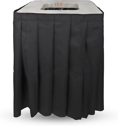 Marble Design Square Garbage Can Cover - Solid Pleated Skirt Topper for 32-35 Gallon Indoor Trash Bins - Black Skirt