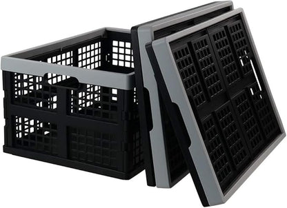 Jekiyo 34-Liter Folding Crates Storage, Collapsible Container Plastic, Set of 3