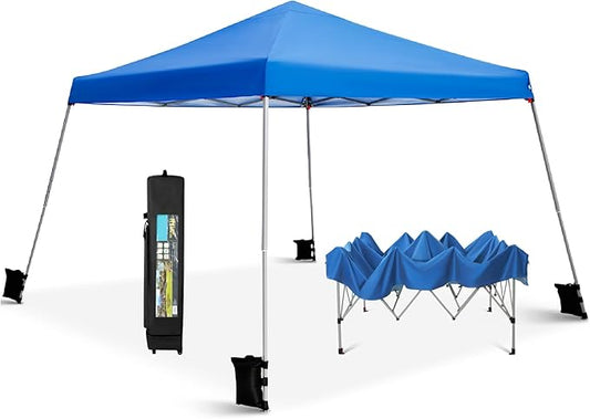 PHI VILLA 12x12 Slant Leg UV Block Sun Shade Canopy with Hardware Kits, Shade for Patio Outdoor Garden Events, Blue