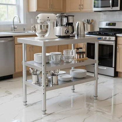 Stainless Steel Table Commercial Stainless Steel Prep Table 18 x 30 Inch, NSF Metal Commercial SS Kitchen Prep Worktable for Restaurant Kitchen Garage Warehouse