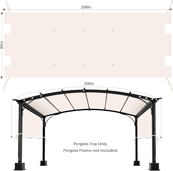 85"x 208" Universal Pergola Shade Cover, Garden Shade Replacement - Image 2