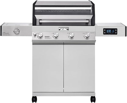 Monument Grills 4+1 Liquid Propane Gas Smart BBQ Grill, 4 Burners & 1 Side Burner, Denali 405 Stainless Steel with Smart technology, Knob Controls, Outdoor Use