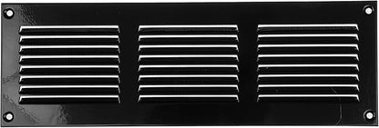 Repa Market 2-Pack 12x4 Inch Air Vent Cover/Black Galvanized Steel Louvered Grill Cover with Mesh Screen/Wall or Ceiling Vent/Durable Flush Mount HVAC Register for Indoor and Outdoor Ventilation
