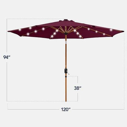 Best Choice Products 10ft Solar Market Patio Umbrella w/Woodgrain Pattern Pole - Image 2