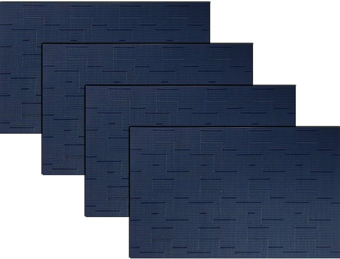 PIGCHCY Plastic Placemats,Washable Durable Vinyl Woven Table Mats,Elegant Heat Resistant Placemats for Dining Table Set of 4 (18 x 12 inches,Midnight Blue)