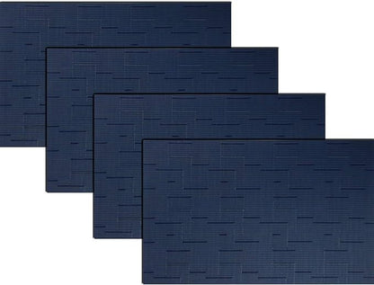PIGCHCY Plastic Placemats,Washable Durable Vinyl Woven Table Mats,Elegant Heat Resistant Placemats for Dining Table Set of 4 (18 x 12 inches,Midnight Blue)