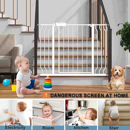 Extra Wide Large Baby Gate 67-71.5 Inch Automatic Close Pet Dog Gates for Stairs Doorways Pressure Mount Child Safety Gate for Walk Through Kids or Pets