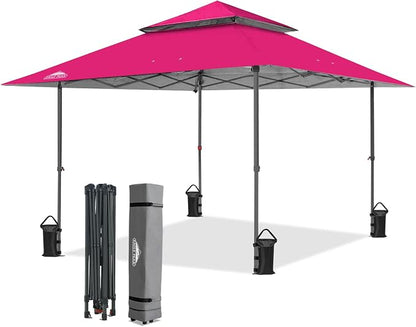 EAGLE PEAK 13x13 Pop Up Canopy Tent, Auto Extended Eaves, Deep Pink | Easy Setup by EAGLEPEAK