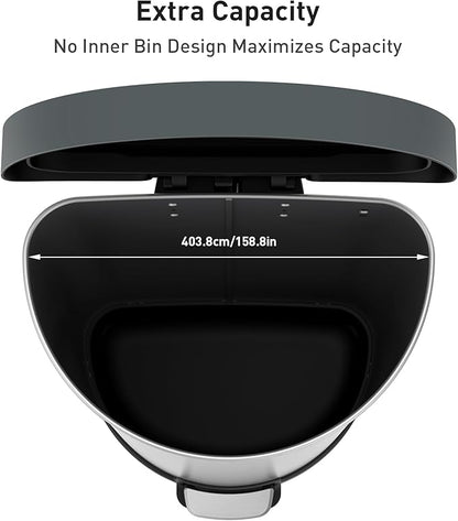 EKO Aria Brushed Stainless Steel Step Kitchen Trash Can Semi-Round 45L