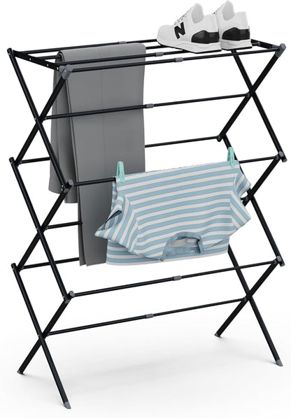 Drying Rack for Laundry, Foldable Clothes Drying Rack, Small Collapsible Dry Rack for Clothes, Use for Indoor & Outdoor Drying Clothes, Black 40"x29"x14.5"