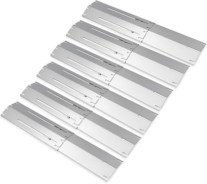 Universal replacement heavy duty adjustable heat plate shield,Burner cover,Flavorizer bar,heat Tent,Flamer tamer for gas grill models,Extends from 11.75"up to 21"L (304 Stainless Steel, 6 Pack)