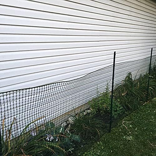 BOEN Garden Fence Temporary Barrier Outdoor Fence for Dog, Rabbit or Deer, Garden Netting Plastic Mesh Plant Protection (40" x 25', Black)