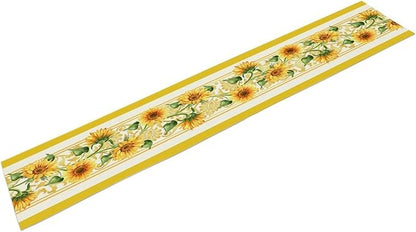 Yellow Sunflower Table Runner, Spring Summer Seasonal Floral Farmhouse Rustic Vintage Flower Print Table Cover for Home Kitchen Dining Table Decor Party, 13x108inch