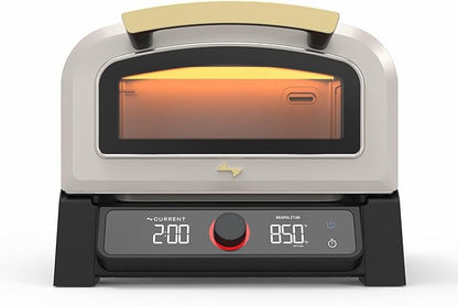 Current Model P Smart Electric Pizza Oven, 12-Inch, 850°F Max, 8 Cooking Modes, App Connectivity for Temperature Monitoring & Custom Cooking Times, Compact for Indoor & Outdoor Use, Beige