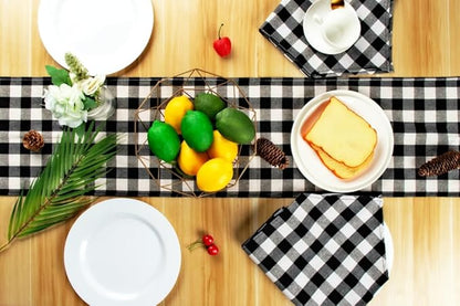 8 Pack Buffalo Check Table Runners Plaid Table Runner for Christmas Dinner, Lumberjack Party, Outdoor or Indoor Gatherings Table Home Decorations (Black & White, 72 inches)