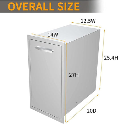 Outdoor Kitchen Drawers, Flush Mount Triple Access BBQ Drawers With Stainless Steel Handle, BBQ Island For BBQ Island Patio Grill Station,Trash Drawer