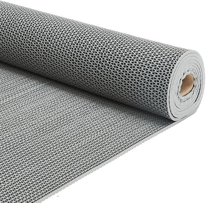 PVC Drainage Floor Mat 3x10Ft, Non-Slip 0.22'' Thick Heavy Duty Mesh Hole Pool Mat, Commercial PVC Mesh Hollow Mats, Outdoor Indoor Rug for Bathroom Patio Bath Shower Wet Area (Grey)