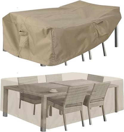PureFit Patio Furniture Covers, Outdoor Table Furniture Cover Waterproof, Patio Sectional Couch Set Cover for Deck, Lawn and Backyard, UV Resistant, 126"L x 126"W x 32"H, Camel