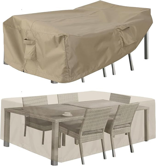 PureFit Patio Furniture Covers, Outdoor Table Furniture Cover Waterproof Rectangle, Patio Sectional Couch Set Cover for Deck, Lawn and Backyard, UV Resistant, 90"L x 64"W x 28"H, Camel