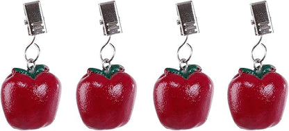 TwoFish Home Set of 4 Resin Red Apple Tablecloth Weights Clips Handicraft Red Apple Tablecloth Clamps Pack of 4