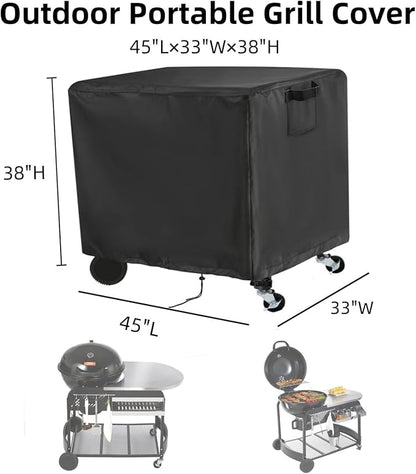Outdoor Grill Cover for Weber 22 Inch Performer Charcoal, Waterproof Heavy Duty Smoker BBQ Grill Cover for VEVOR 22 Inch Portable Grill with Cart - 45" L×33" W×38" H