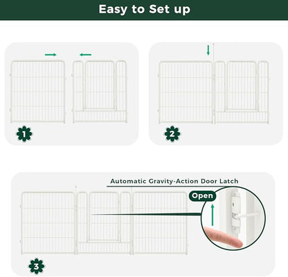 FXW Garden Fence Outdoor for The Yard – 32in(H) x 109.4ft(L) Heavy Duty Metal Animal Barrier for Dog and Rabbit, Decorative Dog Fence, 48 Panels, White