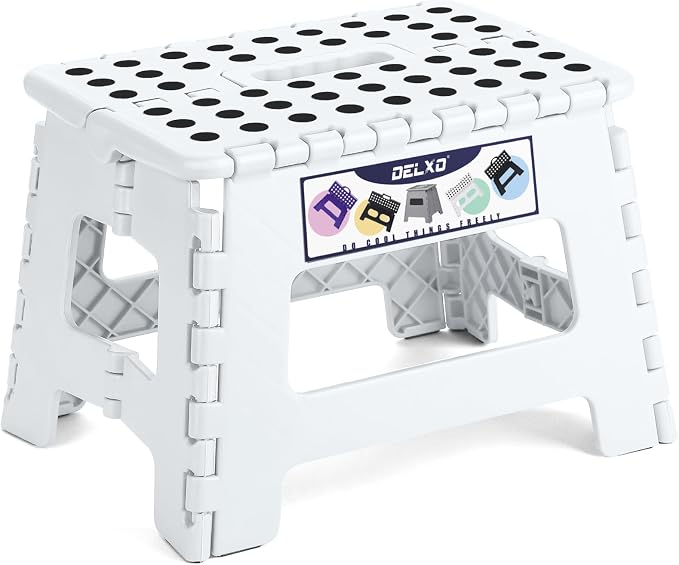 Delxo 9 Inch Kids Step Stool, 300 Lbs Folding Step Stool by Delxo