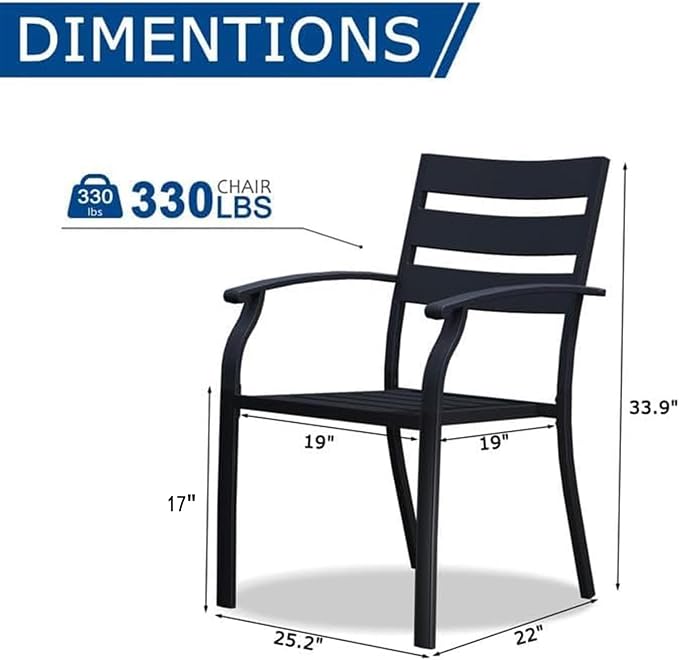 Patio Dining Chairs Set of 4, Metal Patio Furniture Set - Image 2