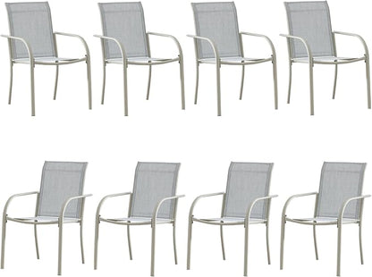 Outdoor Dining Chairs Set of 8, Stackable Patio Chairs by Seekverse