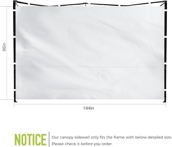 Instant 3pcs Canopy Sidewalls for 12x12 Pop Up Canopy Tent, 300D Waterproof Material for Outdoor Events, Vendor Booths, and Privacy (Sidewalls Only, Canopy Not Included)(White, 12x12ft-3pcs)