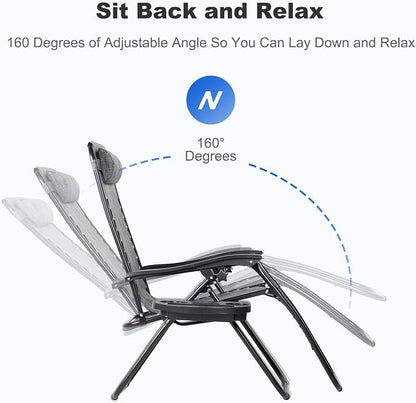 Nazhura Set of 2 Relaxing Recliners Patio Chairs Adjustable Steel Mesh Zero - Image 4