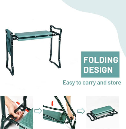 2-in-1 Garden Kneeler & Seat, Folding Seat w/EVA Foam Kneeling Pad & Removable - Image 5