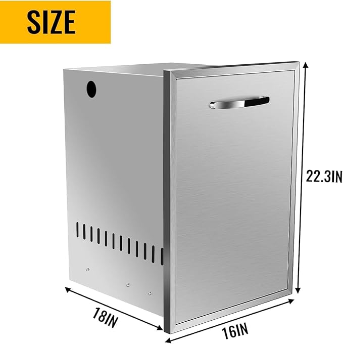 Outdoor Kitchen Drawers, Flush Mount Triple Access BBQ Drawers With Stainless Steel Handle, BBQ Island For BBQ Island Patio Grill Station,Trash Drawer
